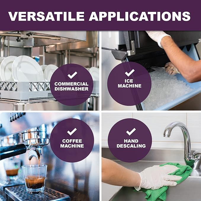 Universal Descaler - 4 Gallon - Commercial Grade Delimer for Dishwasher - Ice Machine Cleaner and Coffee Pot Descaler - Steam Tables - Hand Descaling
