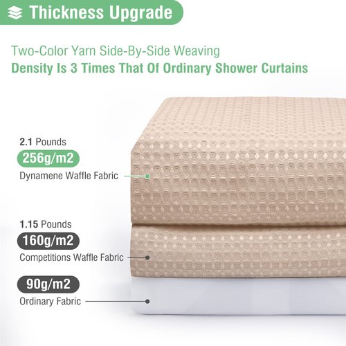 Dynamene Stall Fabric Shower Curtain - 36x72 Waffle Weave Weighted Cloth Shower Curtains for Bathroom, Neutral Heavy Duty Hotel Spa Luxury Bath Curtain Set with 6 Plastic Hooks, Rose