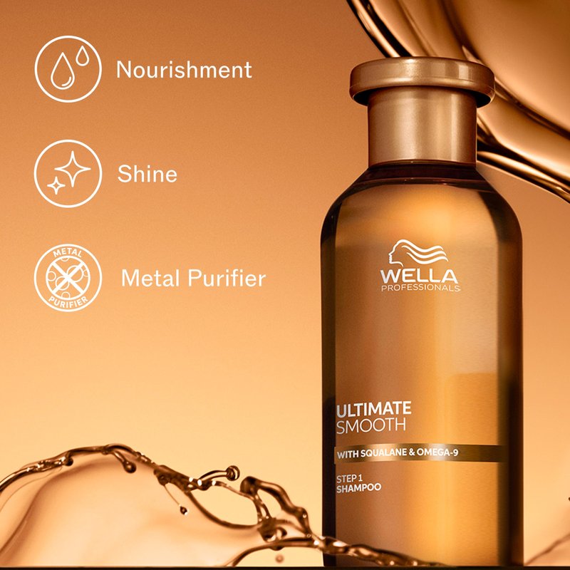Wella Professionals ULTIMATE SMOOTH Shampoo for Dry, Dull & Frizzy Hair | With Squalane & Omega 9 | 8.4 Fl Oz