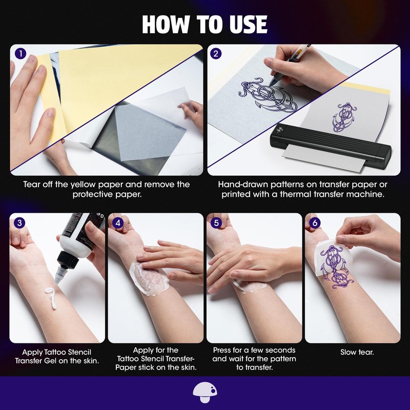 Phomemo Tattoo Transfer Paper 8.5" X 11" - 100 Sheets of Stencil Paper, Tattoo Transfer Kit - for Tattoo Artists and Enthusiasts, Compatible with TP81, Itari A886, TATTMUSE Tattoo Machines