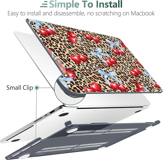 DONGKE Compatible with MacBook Pro 16 Inch Case (2026-2021 Release, M5 M4 M3 M2 M1 Pro/Max Chip), Plastic Hard Shell Cover with Keyboard Cover & Screen Protector for MacBook Pro 16", Leopard & Cherry