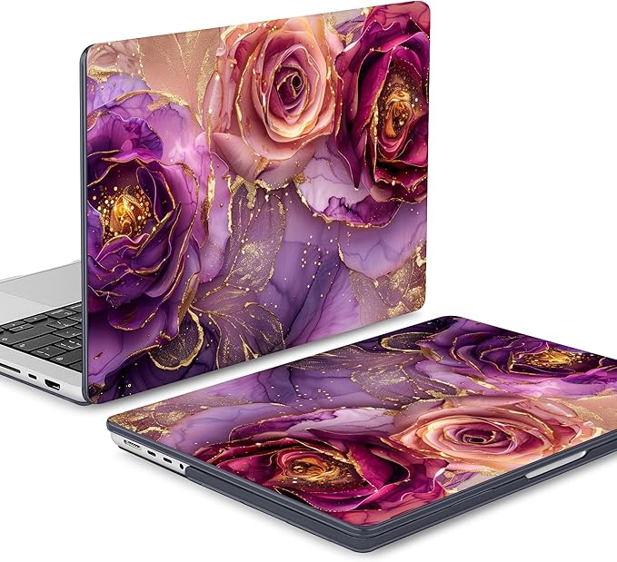 Mektron Case for 2026 M5 MacBook Pro 16 inch A3429 A3428 M4 A3403 A3186 M3 A2991 M2 A2780 M1 A2485 (2021-2025) Pro/Max with Liquid Retina XDR, Hard Shell Plastic Laptop Cover, Marble Flowers