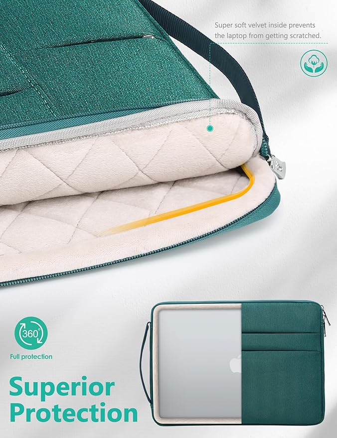 HYZUO 14-15 Inch Laptop Sleeve Bag for MacBook Air 15 M5 A3448 M4 M3 M2 2026-2023, MacBook Pro 15, 15" Surface Laptop, XPS 14/15 Plus, NoteBook Case for 14" HP Dell Lenovo Asus Acer, Dark Green