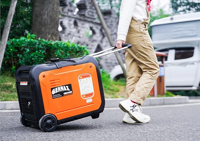 GENMAX Portable Generator，5500W Ultra-Quiet Gas Engine, EPA Compliant, Eco-Mode Feature, Ultra Lightweight for Backup Home Use & Camping (GM5500i)