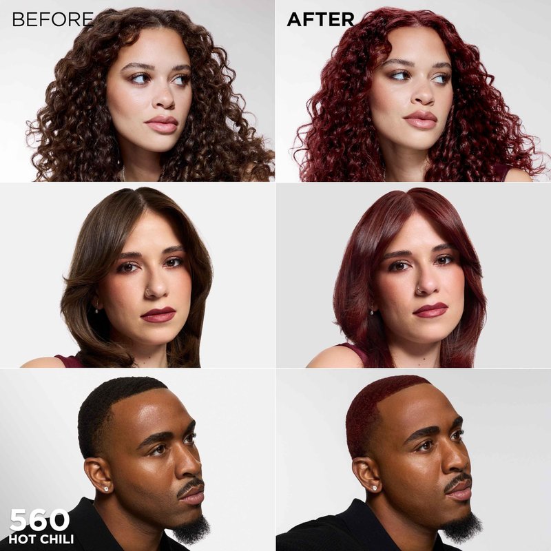 L'Oreal Paris Feria Multi-Faceted Shimmering Permanent Hair Color, High Intensity Hair Dye for 3X Highlights, 560 Hot Chili, 1 Kit