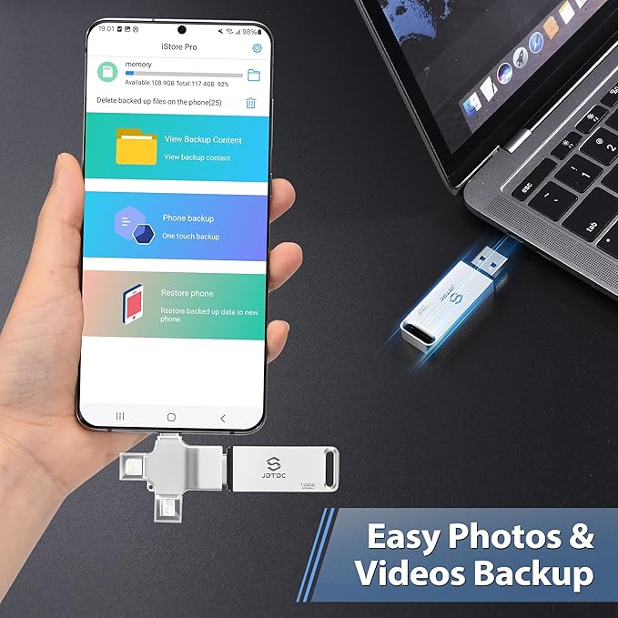 Multiport-Photo-Stick-Backup-Flash-Drive 512GB Fully Automatic Backup for iPhone iPad Android PC Mac - Smart Detection & Organization - Secure Photo Backup & Transfer Device Memory-Stick-Thumb-Drive