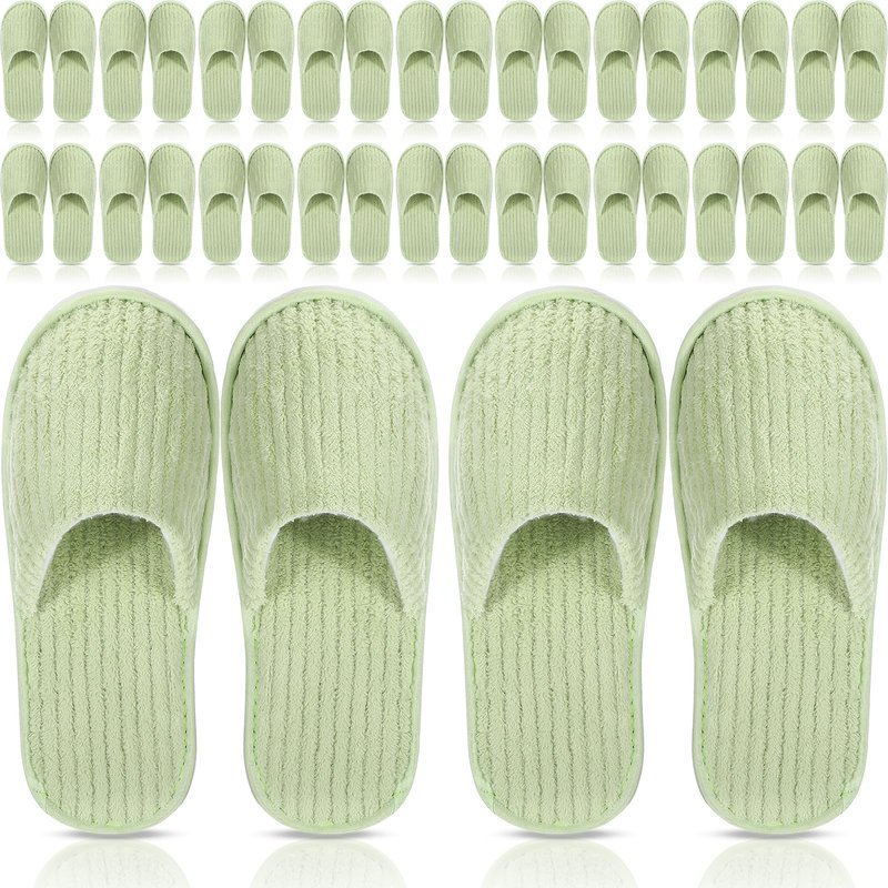 Panitay 20 Pairs Reusable Spa Slippers for Guests Washable House Slippers with Triple Layer Coral Fleece for Home Indoor Hotel Travel, Closed Toe(Grey, White)