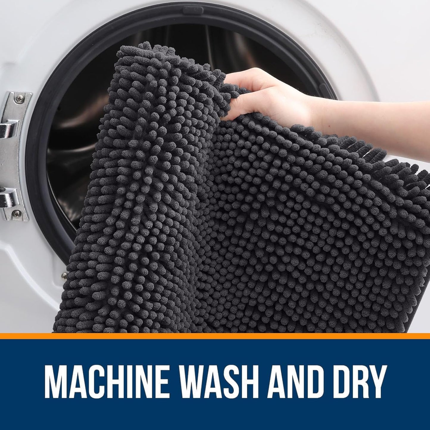 OLANLY Large Bath Rugs - Extra Soft Chenille | Quick-Dry, Machine Washable, 40x32, Dark Grey