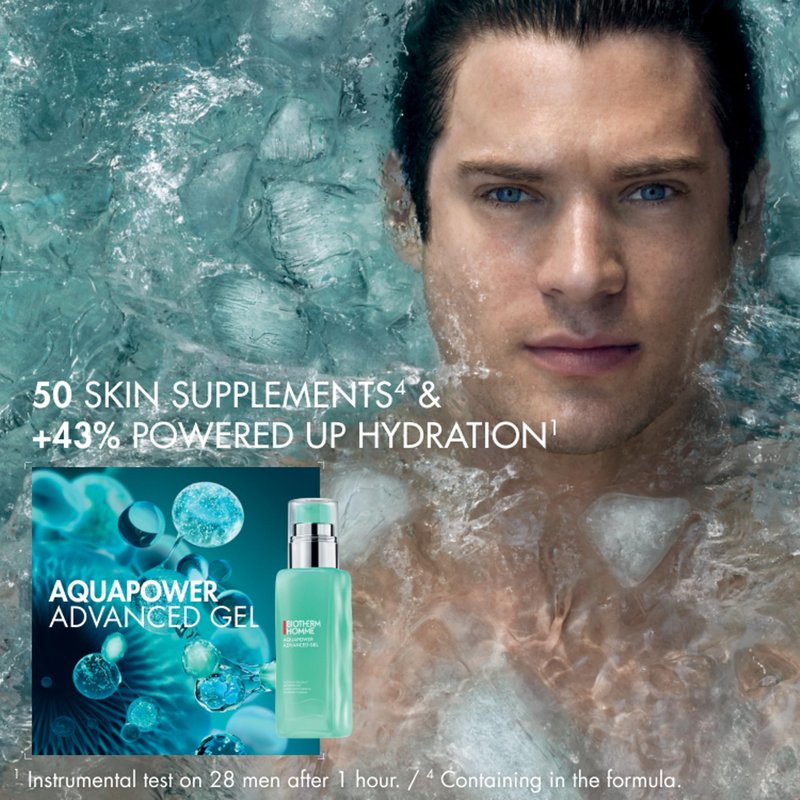 Aquapower Advanced Gel, Men's Gel Face Moisturizer That Hydrates And Strengthens Skin, Fresh And Fast-Absorbing Water-Gel Formula with Biotech Plankton and Oligo-Elements for 48H Moisture, 2.5 Oz