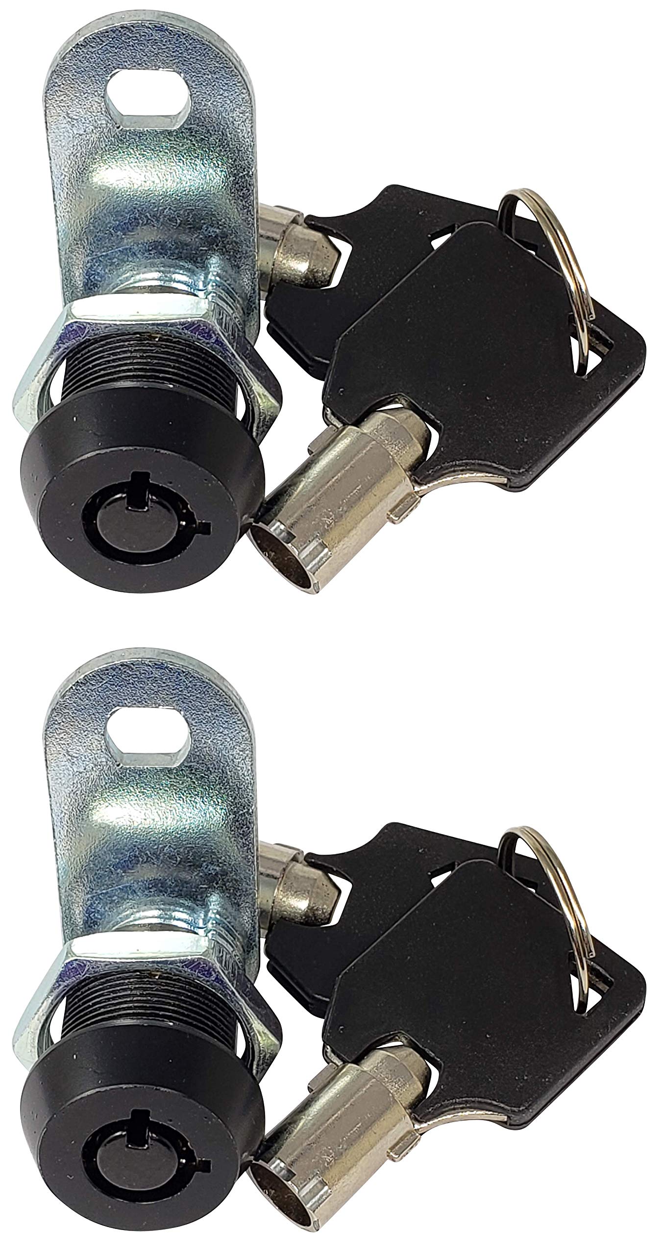 Admiral Locks Tubular Cam Lock, Keyed Alike Removable Key RV Compartment Storage Lock Cabinet Locks (Black Pack of 2, 5/8 Inch 90°)
