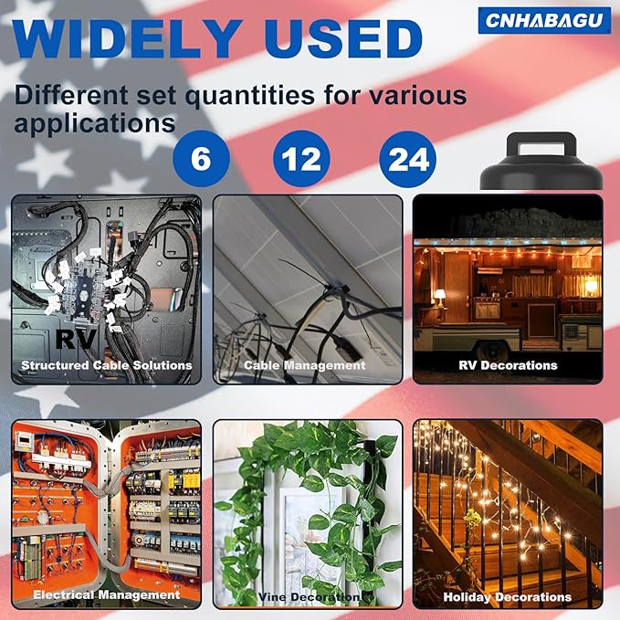 CNHABAGU Magnetic Zip Tie Mounts Magnet Cable Tie Mount Clips Base Automotive Wire Cable Management Wire Clips Management for Car Boat Trailer Marine Office Electrical Wiring (Black 12 Pcs)