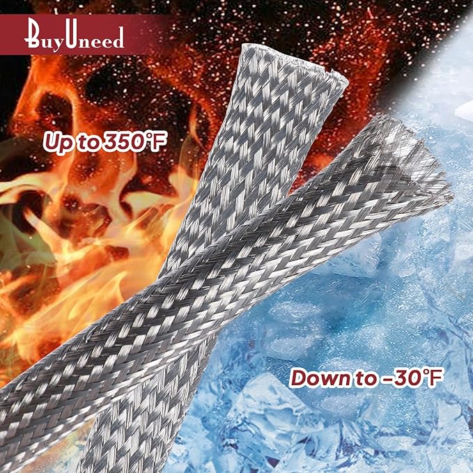 BuyUneed Tinned Copper Metal Braid Sleeving Wire Shielding Sleeve Braided Copper Ground Straps EMI/RFI Interference Expandable Flat Mesh Shielding Cable for Protect Wire (5/16inch-22ft)