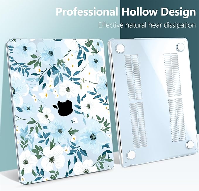 TWOLSKOO Compatible with MacBook Air 13 inch Case M5 2026 M4 2025 M3 M2 2024-2022 A3449 A3240 A3113 A2681, Plastic Hard Shell & Keyboard Cover for MacBook Air 13.6 inch Case, Floral Field Seamles