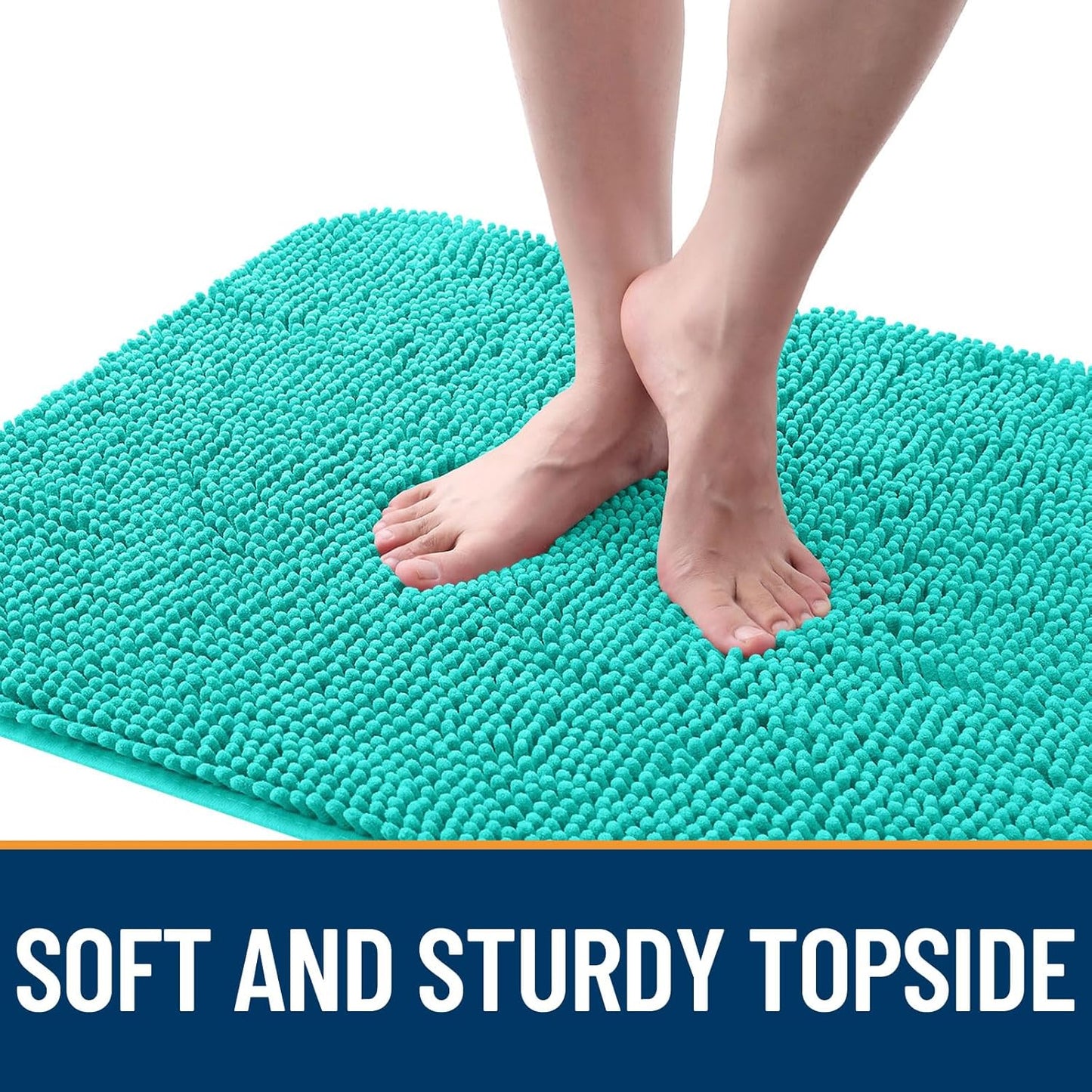 OLANLY Dog Door Mat - Absorbent Non-Slip Chenille Mat for Muddy Paws | 54x32, Quick Dry, Teal
