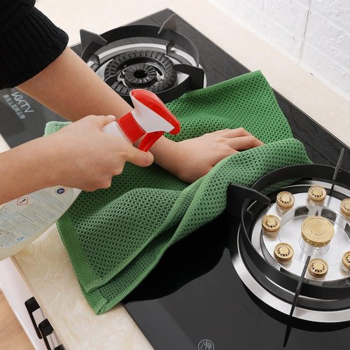 Homaxy 100% Cotton Waffle Weave Dish Towels - Ultra Soft & Absorbent | 13 x 28 Inches, 12-Pack, Grass Green