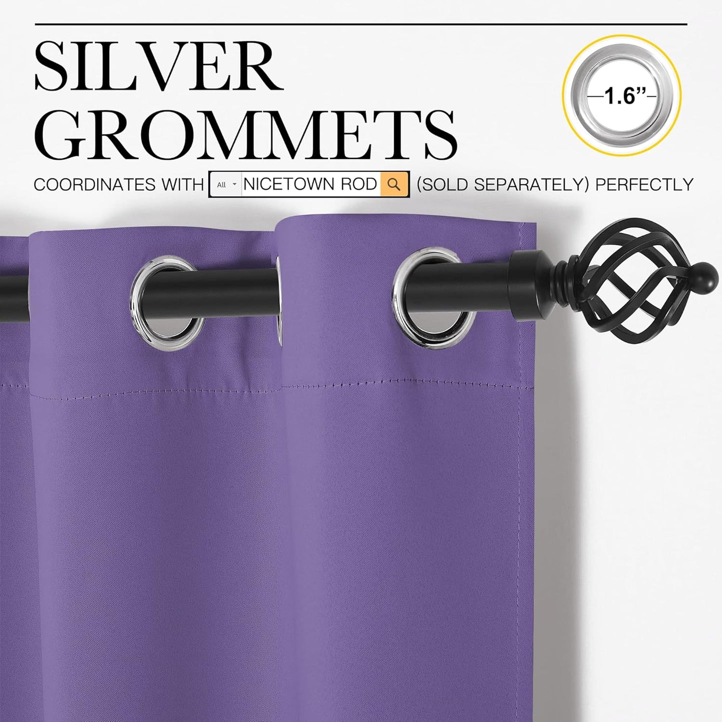 NICETOWN Blackout Curtain Panels - Thermal Insulated Grommet Drapes | Lilac Purple, 29x40 Inch (1 Pair)