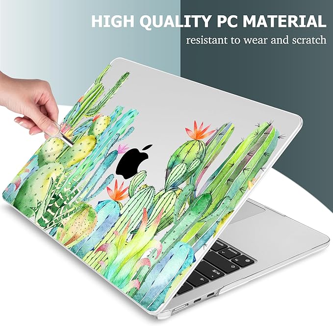 Mektron for 2026 MacBook Air 13-inch M5 Laptop Case A3449 with 13.6-inch Liquid Retina Display Fits 2025 A3240 M4 2024 A3113 M3 2023 A2681 M2 Printed Shell for MacBook Air 13.6", Watercolor Cactus