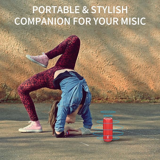 Musibaby Bluetooth Speaker, M88 Speakers,Dual Pairing, Bluetooth 5.3,Loud Stereo Sound,Booming Bass,30H Playtime for Home& Outdoor Party,Beach,Portable Speaker,Gifts(Red)