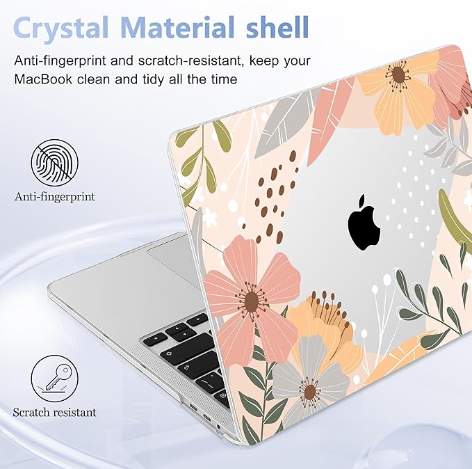 Lepeoac for MacBook Pro 16 inch Case 2019 2020 Release Model A2141, Plastic Hard Shell Cover with Keyboard Cover & Screen Protector for MacBook Pro 16 inch with Touch Bar & Touch ID - Floral P227