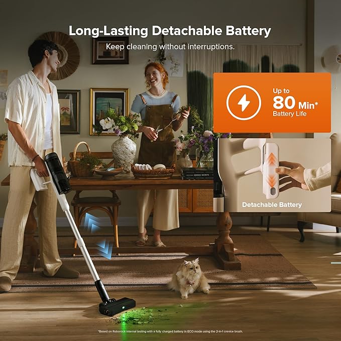 roborock H60 Hub Pro Cordless Stick Vacuum Cleaner with Auto-Empty Dock, 170AW Suction for Carpets and Pet Hair, Vacuum Cleaners with 80-Min Runtime, Anti-Tangle Brush, 140° Green LED Dust Detection