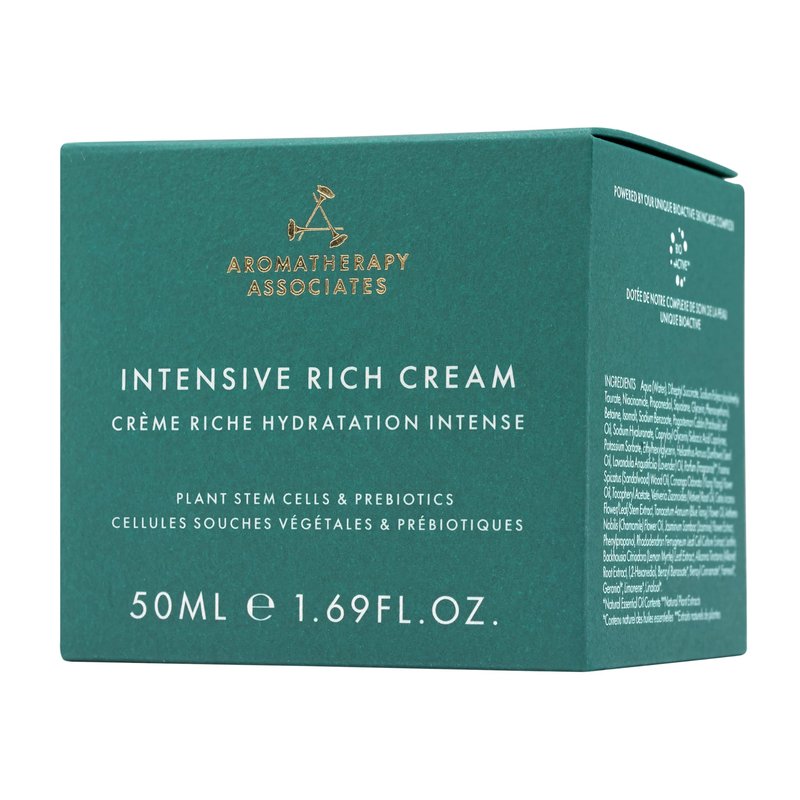 Aromatherapy Associates Intensive Rich Cream with Plant Stem Cells, Prebiotics & Essential Oils, Hydrating Daily Moisturizer for Dry or Mature Skin, Fruity Floral Scent, 1.69 fl oz