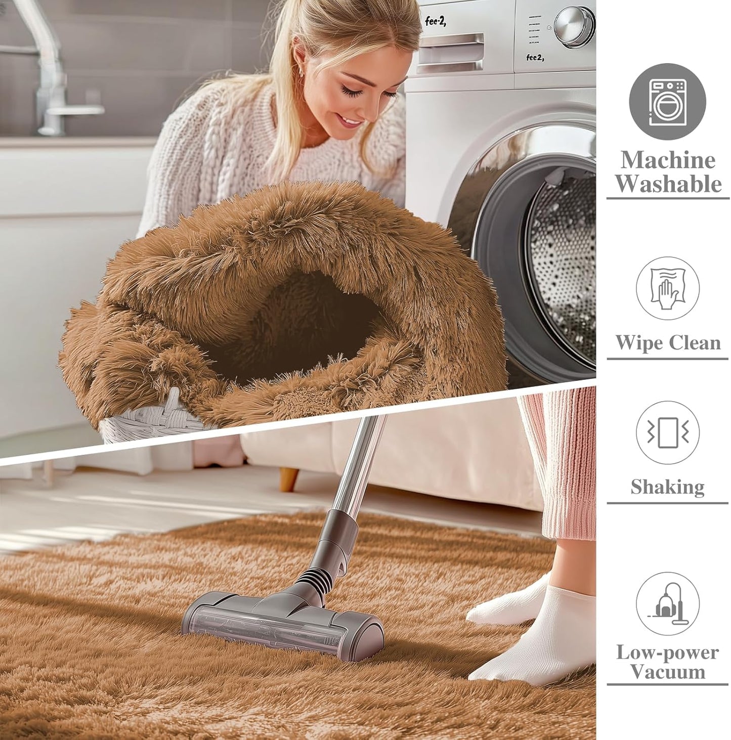 OLANLY Large 5x8 Machine Washable Area Rug - Soft Fluffy Shaggy Carpet for Living Room & Bedroom | Khaki