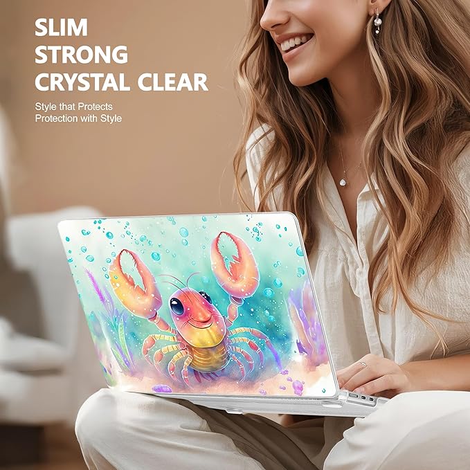 Lepeoac Case for 2026/2025/2024/2023 MacBook Air 15-inch Laptop Release M5 A3448 /M4 A3241 /M3 A3114 /M2 A2941, Stylish Protective Hard Shell Cover for MacBook Air 15.3 inch, Shrimp