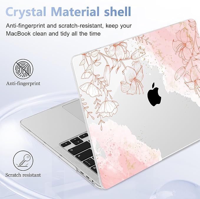 Lepeoac for MacBook Pro 16 inch Case 2019 2020 Release Model A2141, Plastic Hard Shell Cover with Keyboard Cover for MacBook Pro 16 inch with Touch Bar & Touch ID - Watercolor Floral
