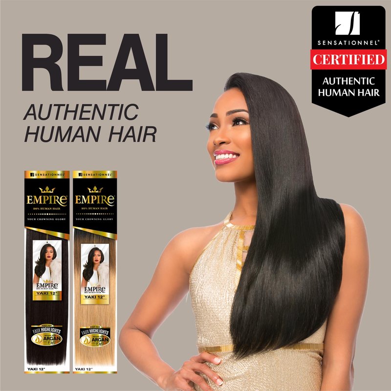 Sensationnel Empire yaki human hair - Tangle Free Weaving for Quick Weave and Sew in Styles for Faux Highlights and Fauxmiddlepart Leave Out - 1 Pack (12 inch, 4 MEDBROWN)