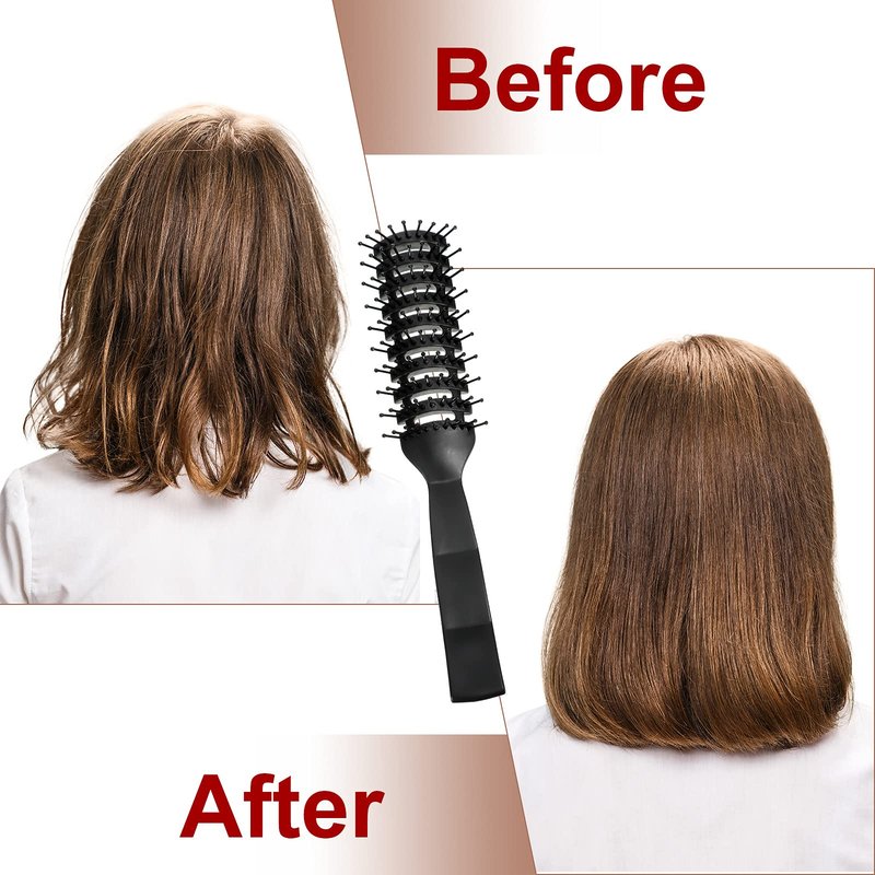 Patelai 3 Pieces Vent Hair Brush for Men Women Black Plastic Styling Hair Brush Anti Static Bristles for Wet Short Curly Straight Hairs Blow, Drying Quickly, Speed Blow Pain-free Detangling Brushes
