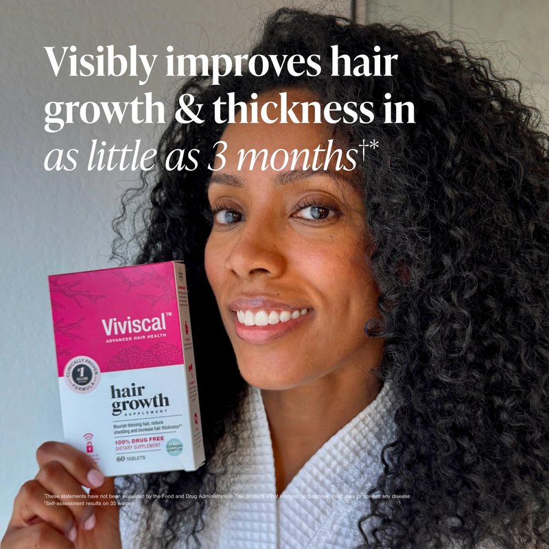 Viviscal Hair Growth Supplements For Women For Thicker, Fuller Hair, Nourishes Thinning & Loss, With Proprietary Collagen Complex, 60 Tablets, 1 Month Supply