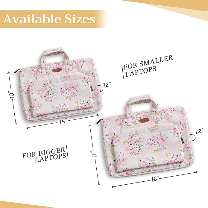 Maison d'Hermine Laptop Bag with Pocket Upto 13.5 inch Stain and Water Repellent Cotton Canvas Spring Summer (Sweet Rose Lavender)