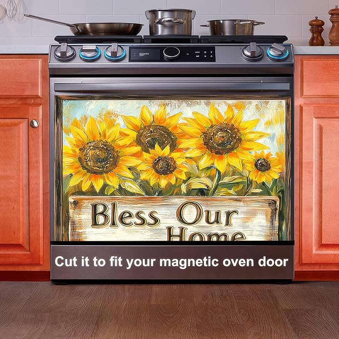 Dishwasher Magnet Cover Sunflower Vintage Wood Grain Dishwasher Magnet Decoration Flower Sunflower Dishwasher Magnet Decorative for Spring Summer Kitchen Refrigerator Cover 23x26 Inch