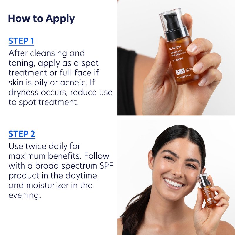 PCA SKIN Acne Gel, Acne Spot Treatment, 2% Salicylic Acid Serum, Anti Acne Serum, Evens Skin Tone, 1 fl oz Pump