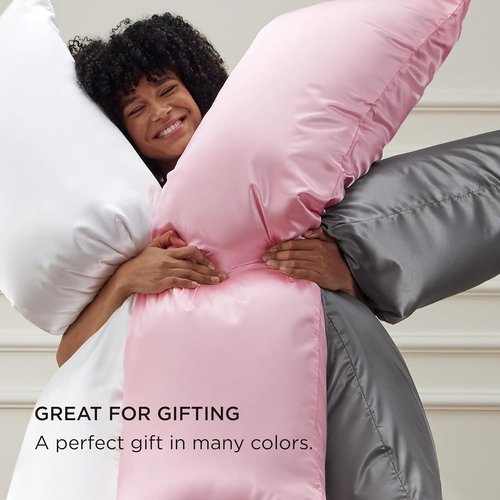 Bedsure Body Pillow Cover - 20x54 Inches Pink Satin Pillowcase for Hair & Skin | Cooling & Silky Design