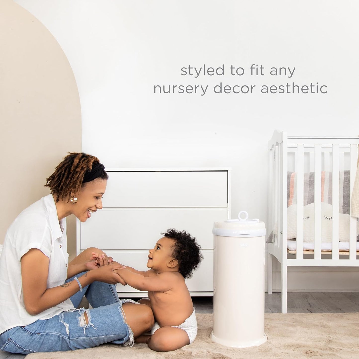 Ubbi Steel Diaper Pail - Odor Locking Design, No Special Bags Needed | Award-Winning Ivory Color