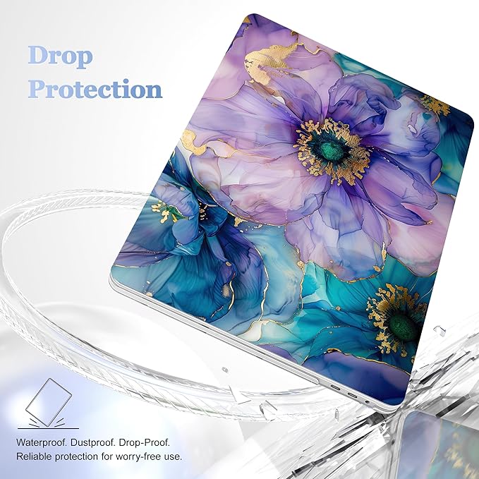 Lepeoac for MacBook Pro 16 inch Case 2019 2020 Release Model A2141, Plastic Hard Shell Cover with Keyboard cover & Screen Protector for MacBook Pro 16 inch with Touch Bar & Touch ID, Fluid Art Flowers