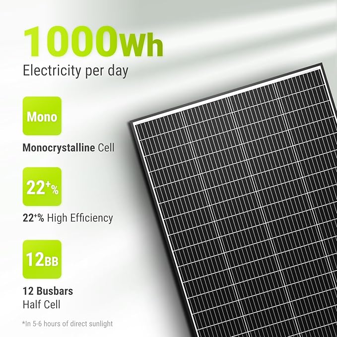 Newpowa 10BB Cell 200W Monocrystalline 200 Watt 12V Solar Panel Black Frame, High Efficiency RV Marine Boat Off Grid