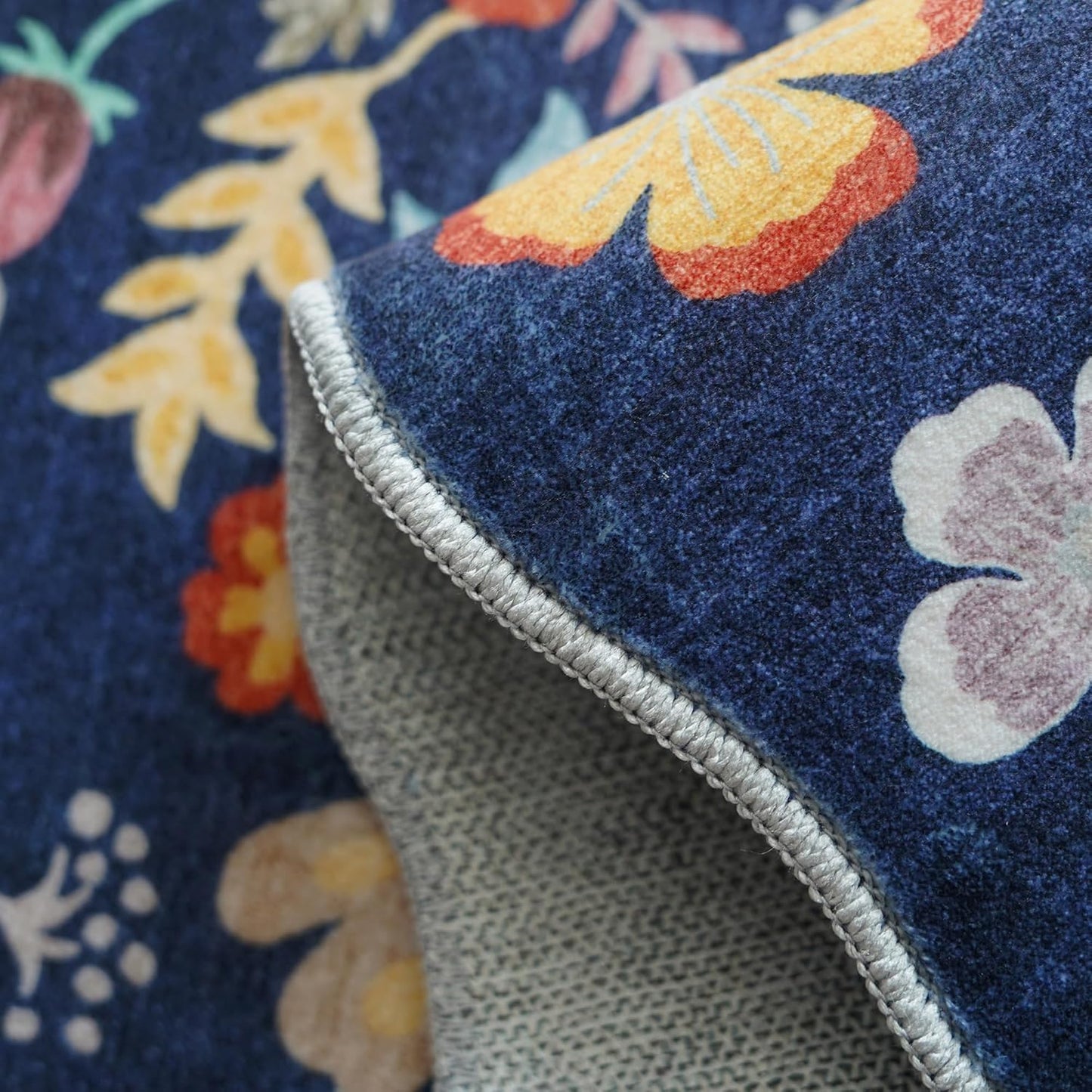 Skiennix 4x6 Living Room Area Rug - Washable Boho Non-Slip Floral Carpet for High Traffic Areas | Purple