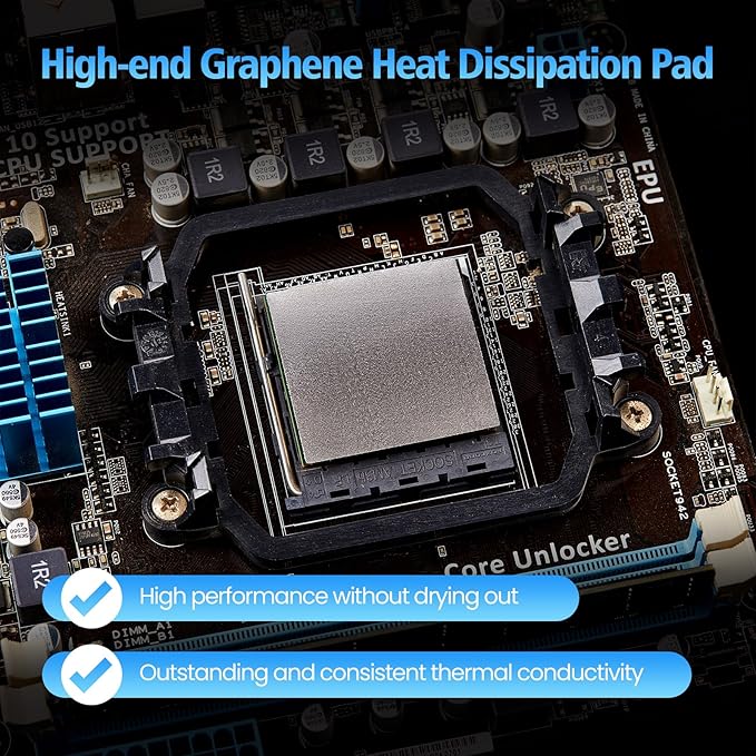Graphene Thermal Pad 0.2mm, High-Performance Thermal Interface Material for GPU, CPU, PS5, Xbox, Laptop Heatsinks – 50×50mm Reusable Pad