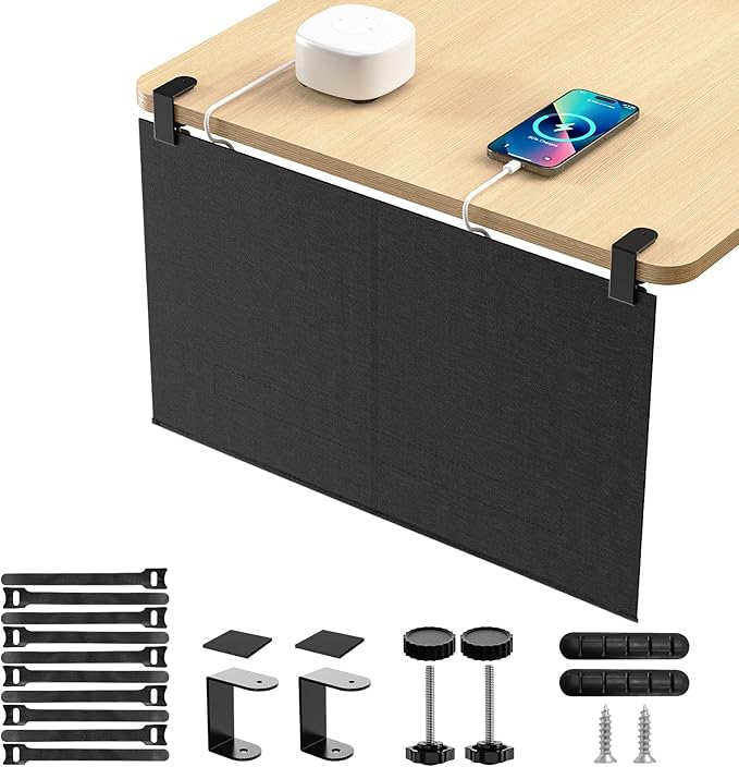 Under Desk Privacy Panel and Cable Management, 24" Felt Modesty Panel Kit