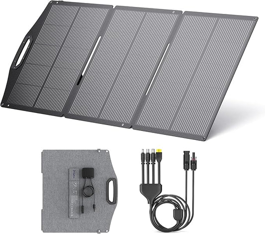 BigBlue 150W Portable Solar Panels with Kickstands, IP68 Waterproof Solar Charger with MC-4/XT60 for Power Station, 25% Conversion Efficiency, Camping Essentials, Foldable Solar Panel for RV Life
