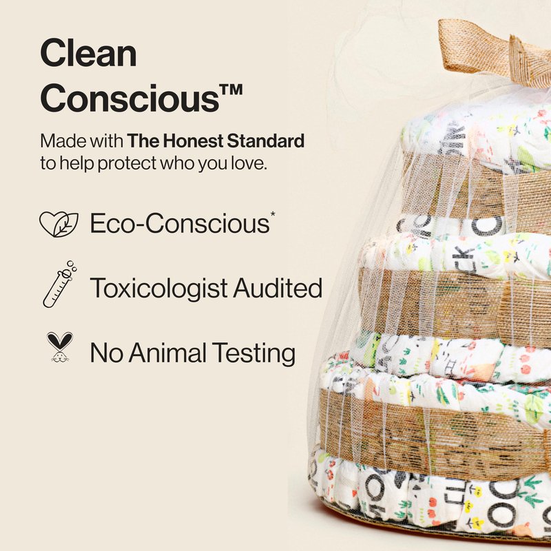 The Honest Company Deluxe Diaper Cake Diapers Baby Personal Care Plant-Based Wipes Barnyard Babies Size 1 8-14 lbs 70 Count