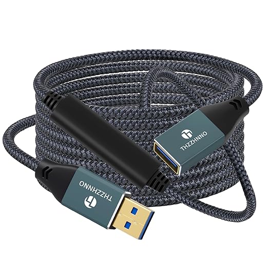 Thzzhnno USB 3.0 Extension 26FT, USB Male to Female USB 3.0 Extender Cable for Webcam, Camera, Phone, USB hub, Mouse, Keyboard, Printer, Hard Drive, Headset