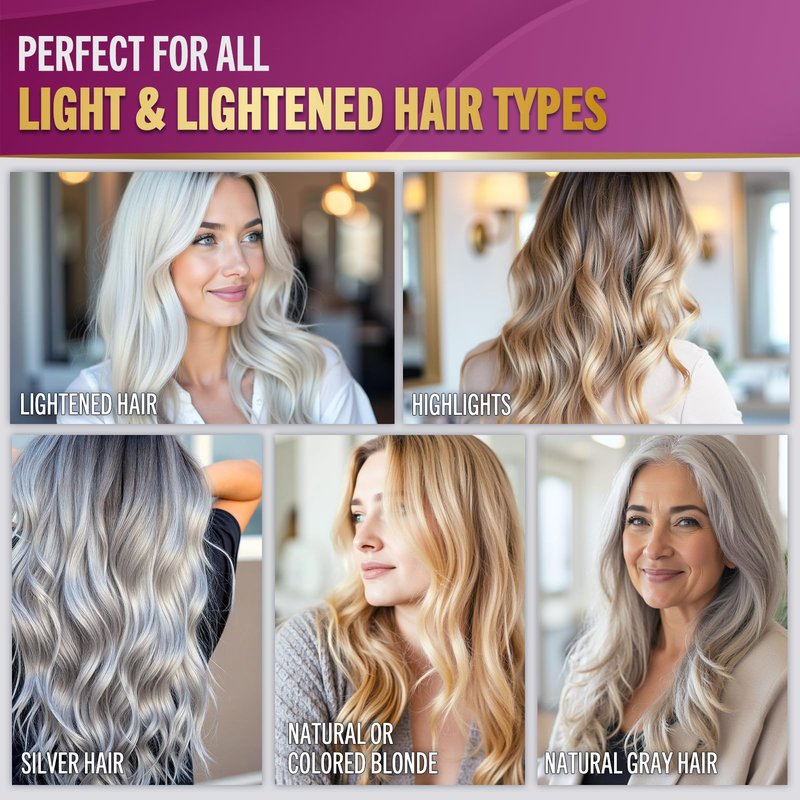 Jenoris Silver Purple Shampoo For Blonde, Silver, Gray & Lightened Hair – Neutralizes Yellow & Brassy Tones – Enriched with Natural Oils, Paraben & SLS Free, Salon Professional, 16.9 Fl Oz