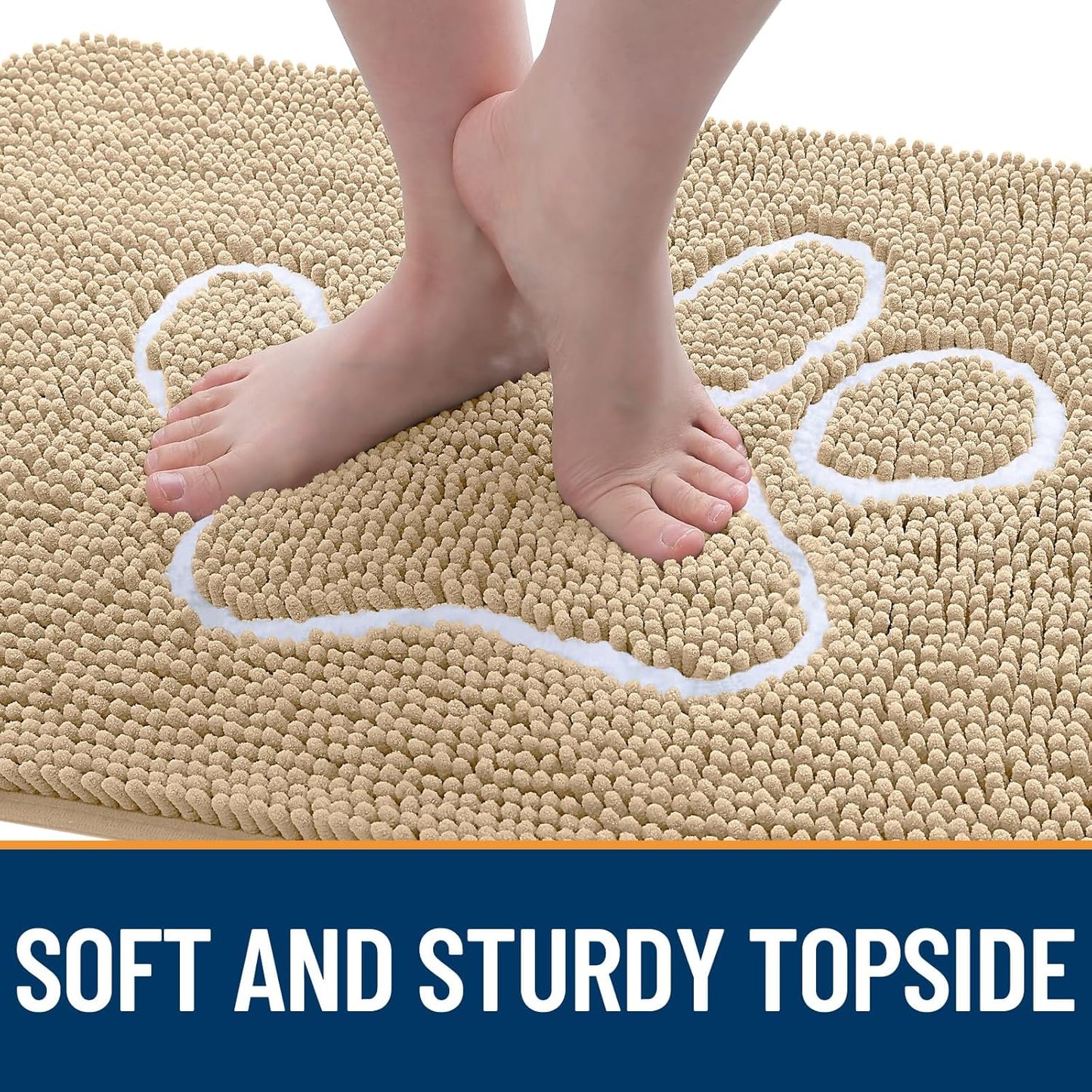 OLANLY Dog Door Mat - Absorbent Non-Slip Mud Mat for Paws | Quick-Dry Chenille, 24x16, Beige