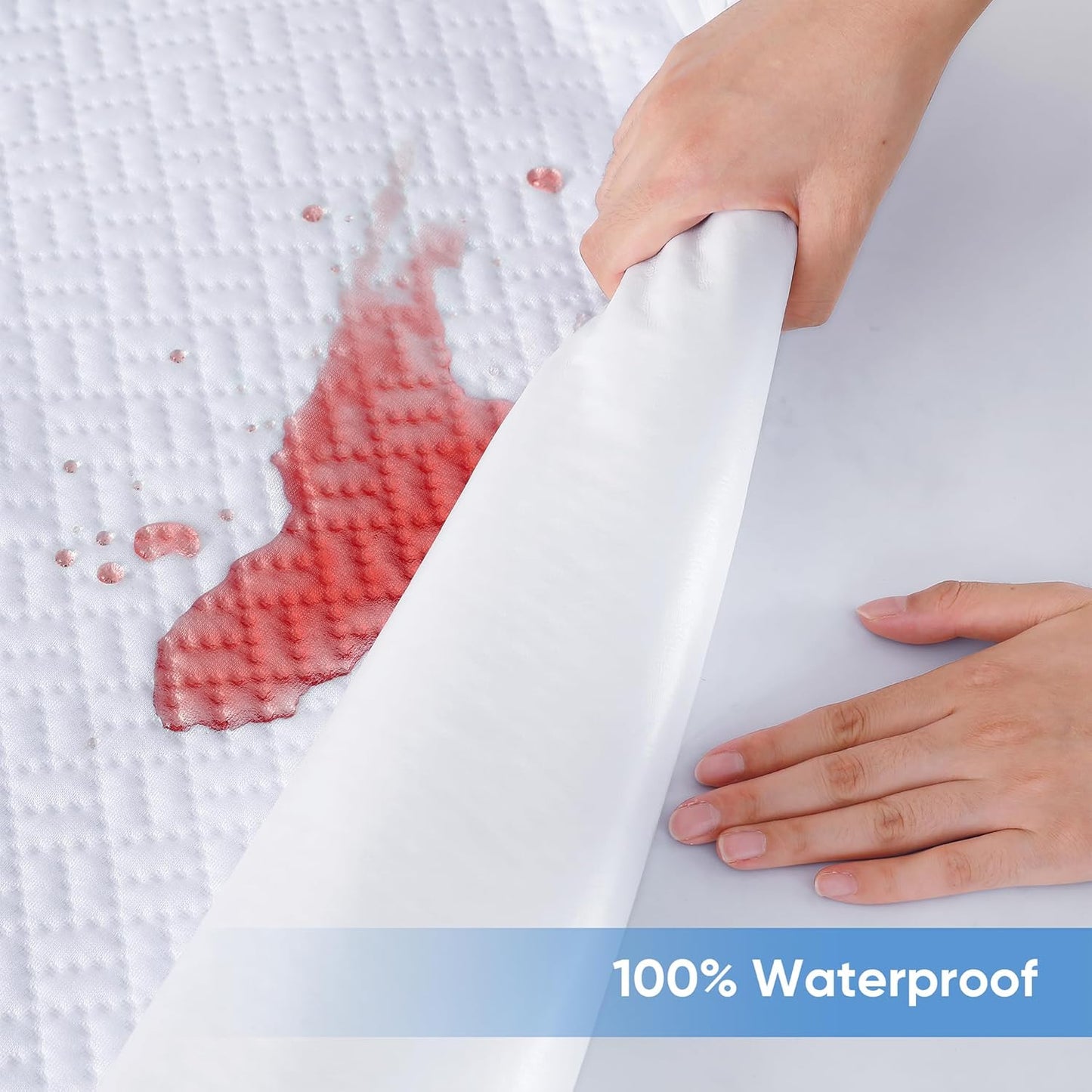 Skiennix Cooling Waterproof Mattress Protector - Soft & Breathable Queen Size Cover | 3D Air Fabric, Noiseless, Fits 8''-21'' Deep Mattresses