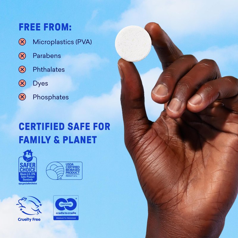BLUELAND Foaming Hand Soap Refill Tablets, 10-Pack, Fragrance Free, Eco Friendly Cleaning Products, 10 x 9 Fl oz