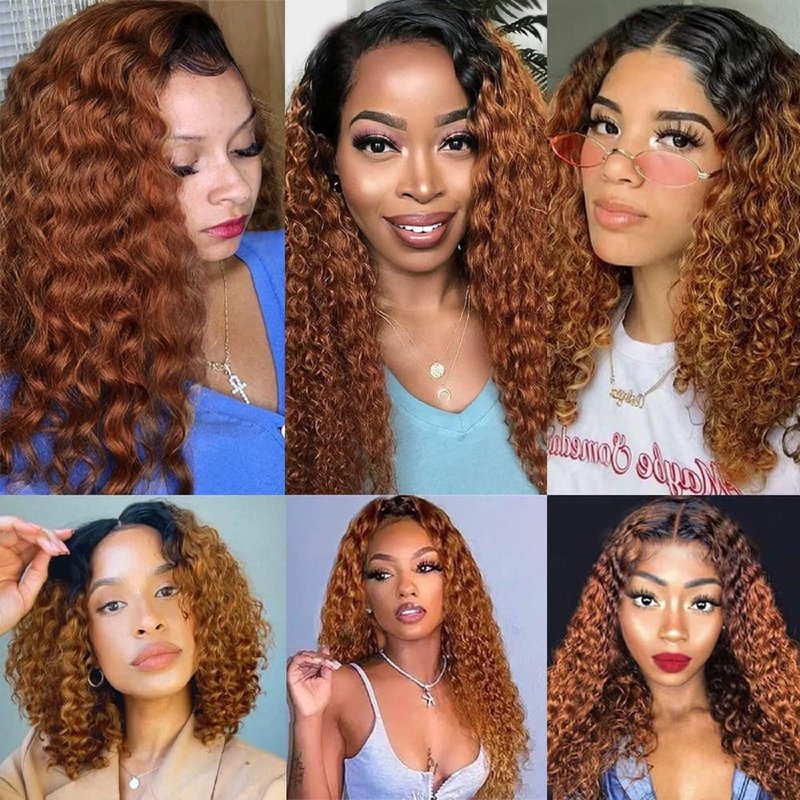 Leruikair Human Hair Bundles 14 16 18 Inch Jerry Curly Wave Human Hair Bundles Omber Chocolate Brown T1B/30 Unprocessed Brazilian Soft Quick Weave Hair for Black Women