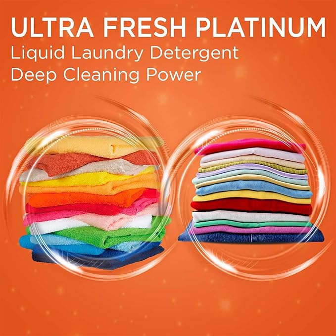 Ultra Fresh Platinum Sport 5 Gallon 6x Laundry Detergent Suitable for All Machine Type and Up to 640 Laundry Loads with Pump (4 Pack)